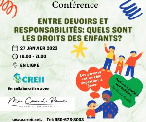 Conférence : Entre devoirs et responsabilités : quels sont les droits des enfants ? Conférence du CREII - centre de référence des élèves issus de l'immigration